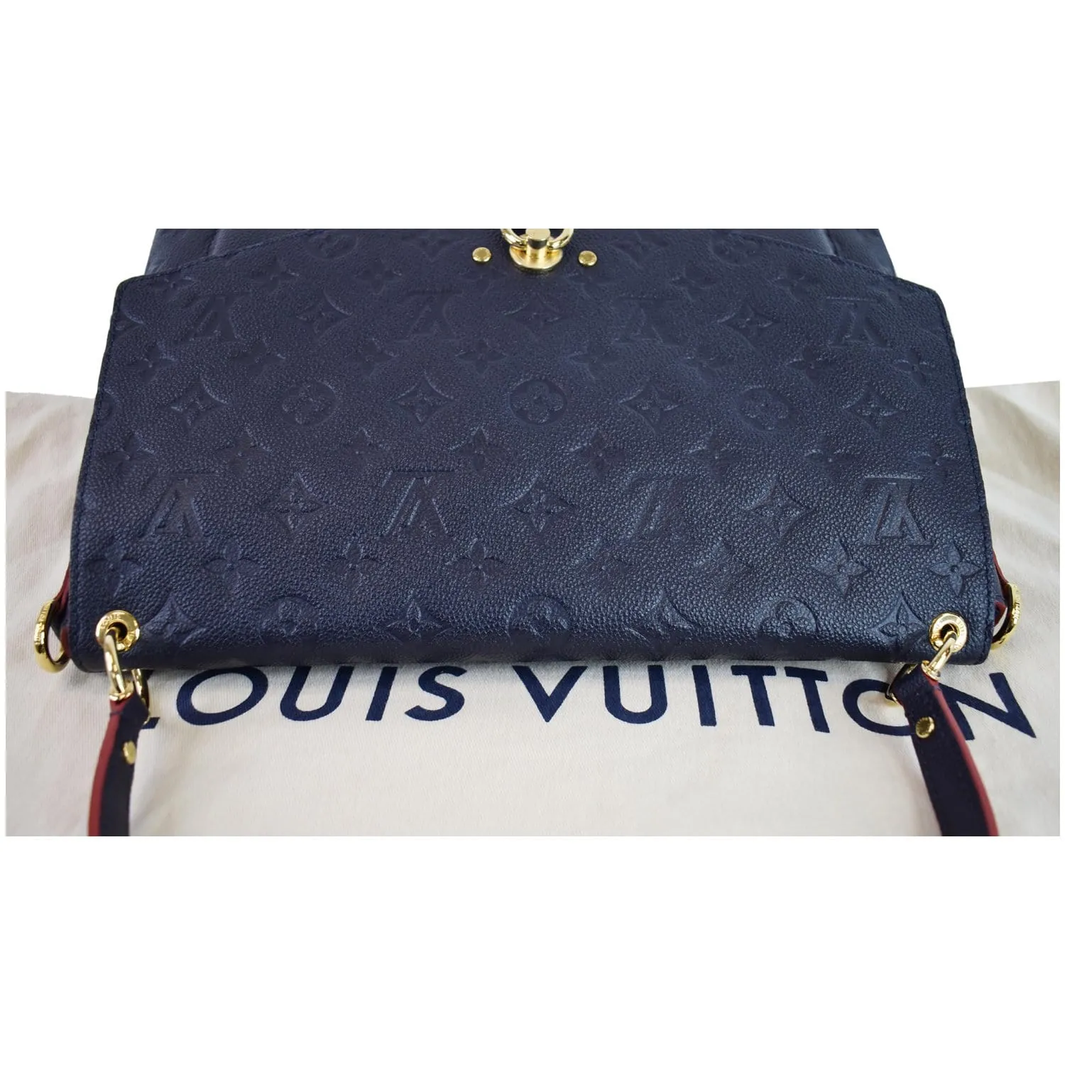 LOUIS VUITTON Blanche MM Empreinte Leather Shoulder Bag Marine