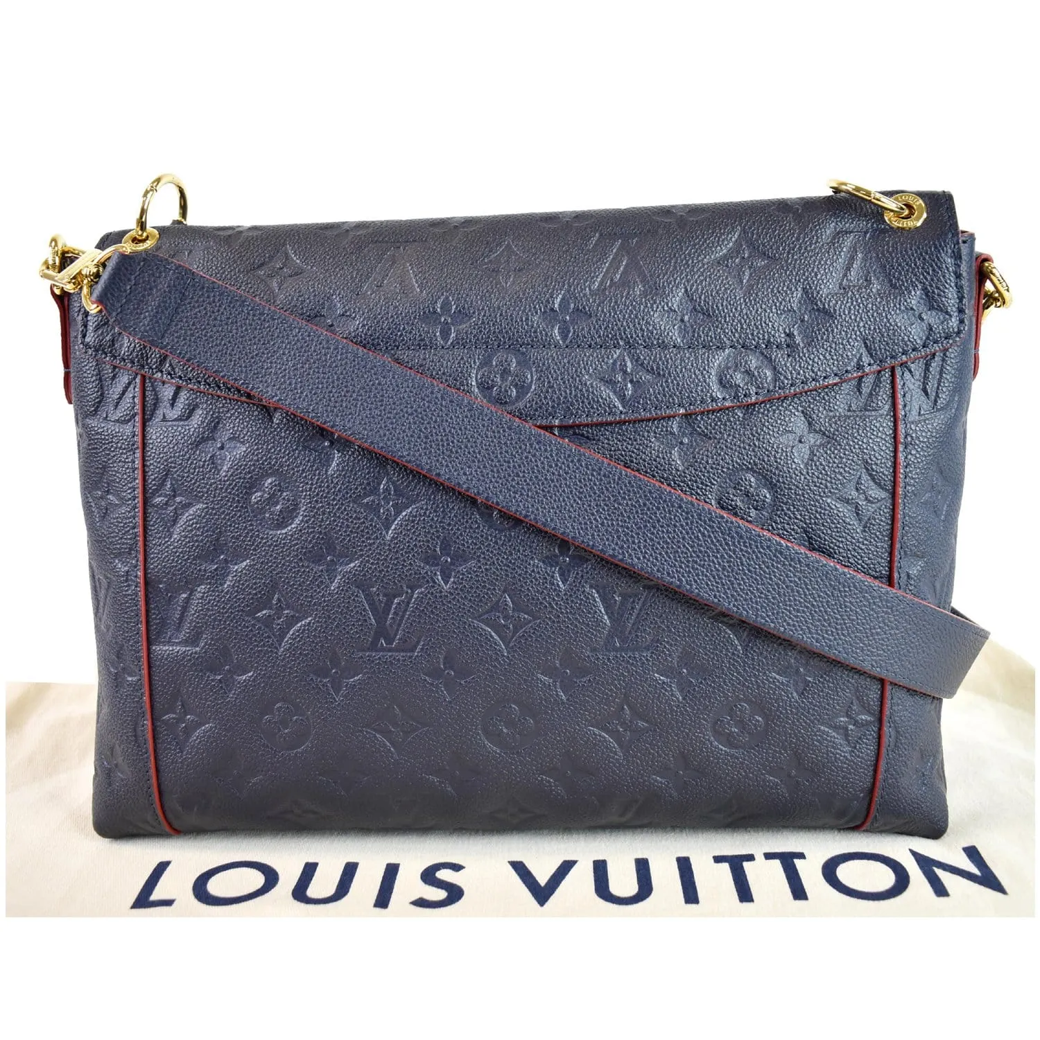 LOUIS VUITTON Blanche MM Empreinte Leather Shoulder Bag Marine