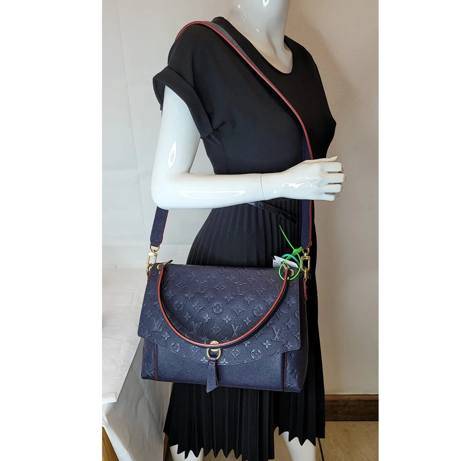 LOUIS VUITTON Blanche MM Empreinte Leather Shoulder Bag Marine