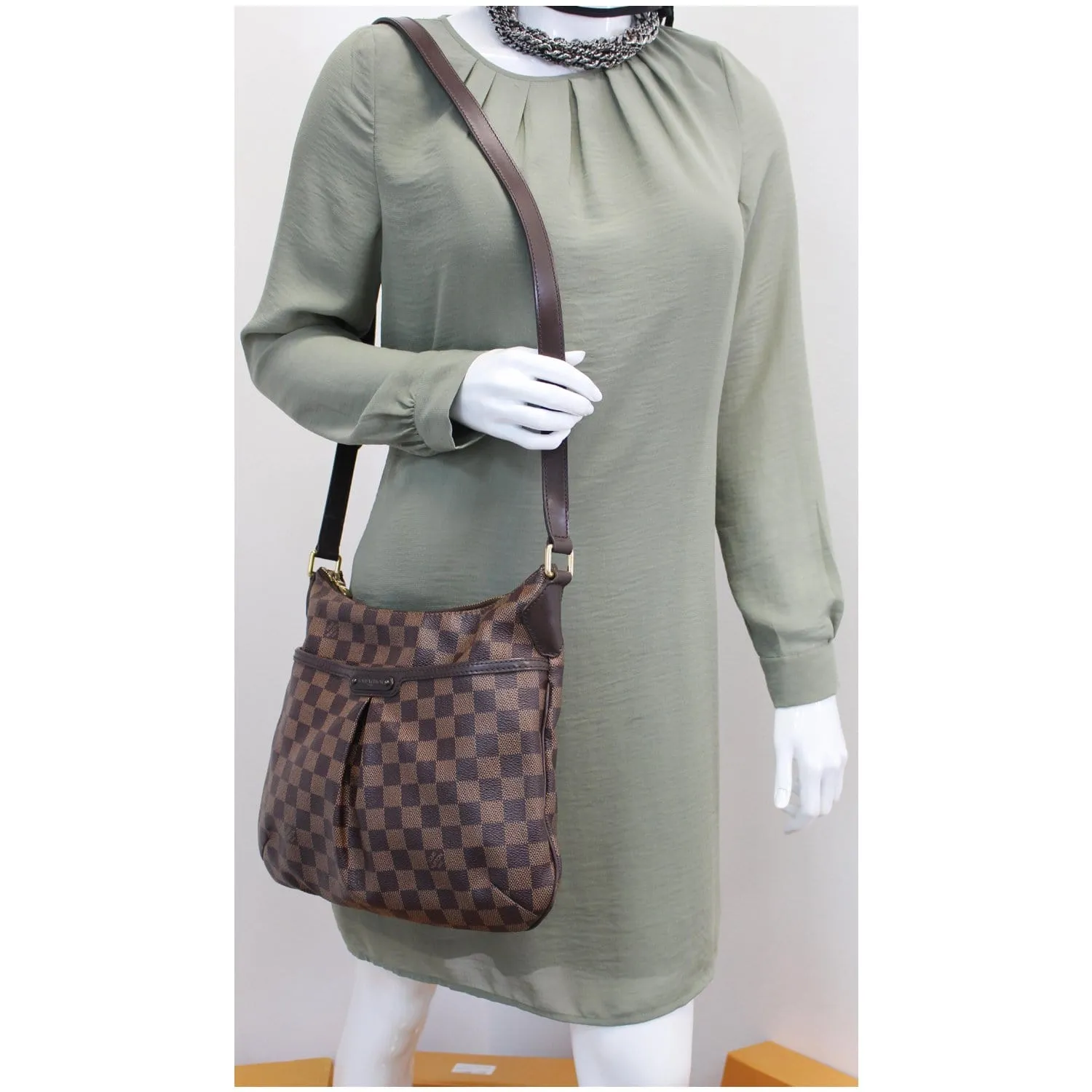 LOUIS VUITTON Bloomsbury PM Damier Ebene Crossbody Bag Brown