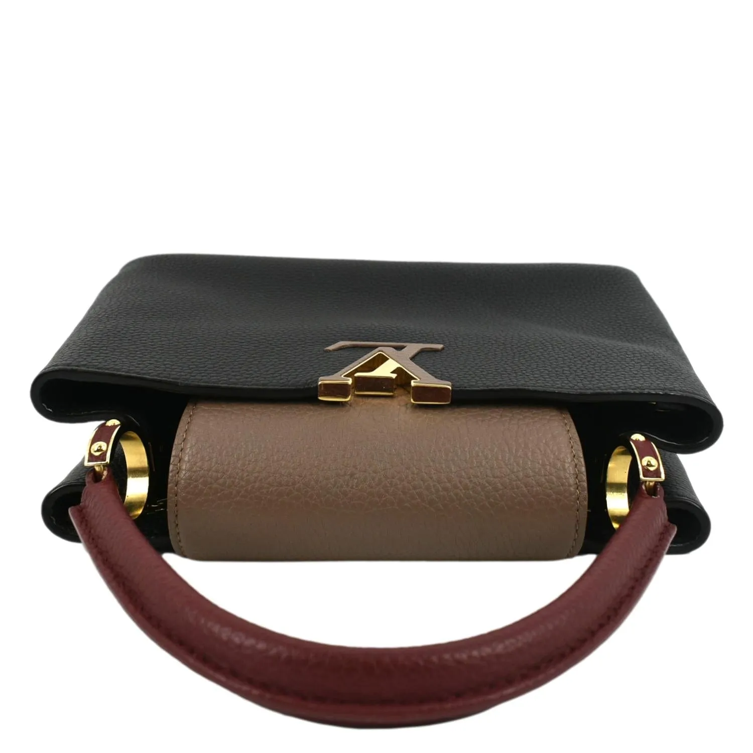 LOUIS VUITTON Capucines Taurillon Leather Satchel Bag Black