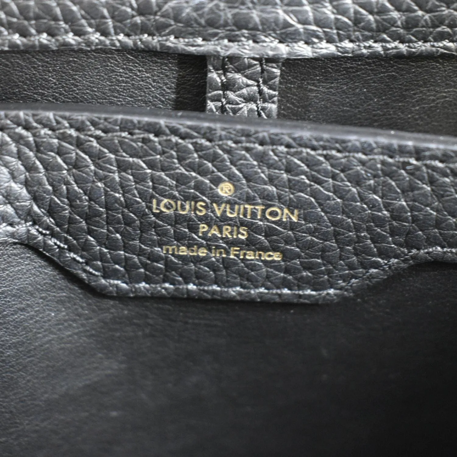 LOUIS VUITTON Capucines Taurillon Leather Satchel Bag Black