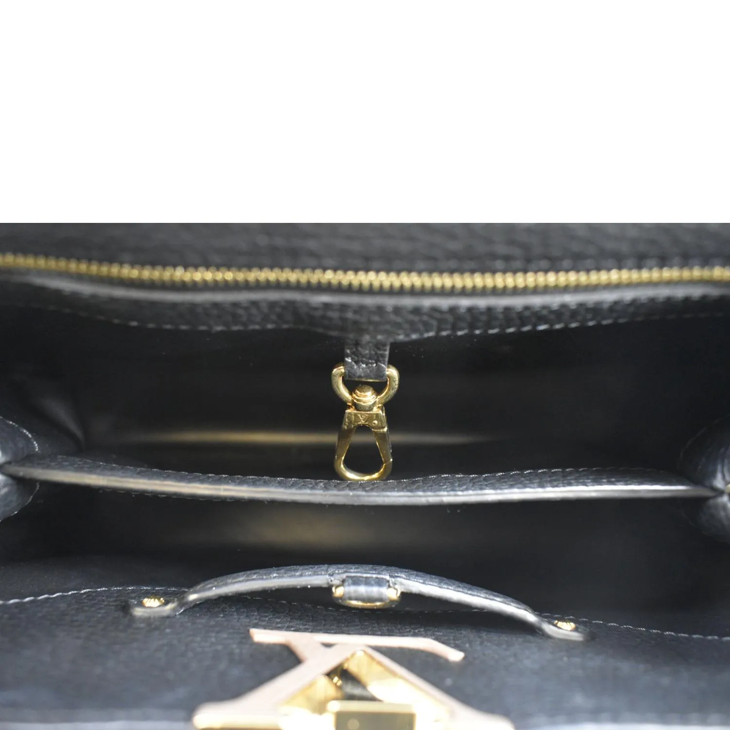 LOUIS VUITTON Capucines Taurillon Leather Satchel Bag Black