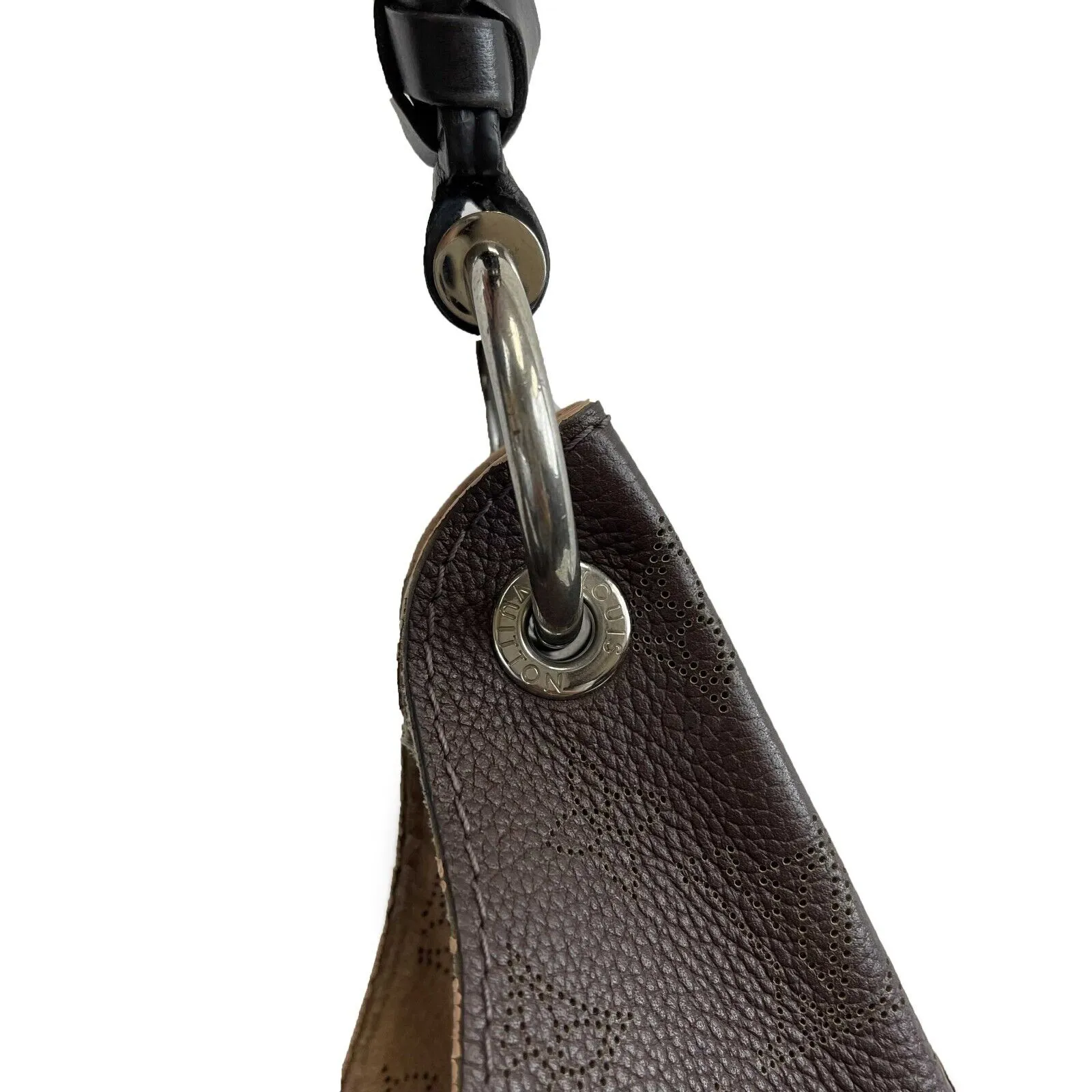 Louis Vuitton - Carmel Hobo Mahina Leather Brown Monogram Shoulder Bag w/ Charm