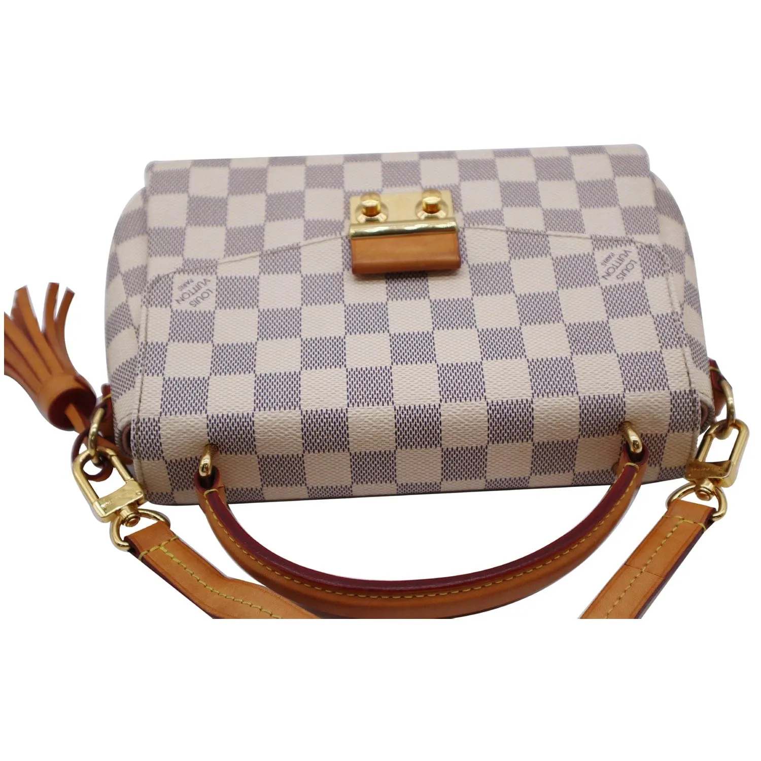 LOUIS VUITTON Croisette Damier Azur Satchel Crossbody Bag White