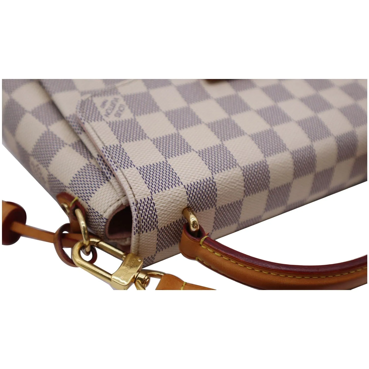 LOUIS VUITTON Croisette Damier Azur Satchel Crossbody Bag White