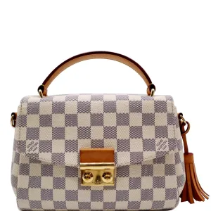 LOUIS VUITTON Croisette Damier Azur Satchel Crossbody Bag White