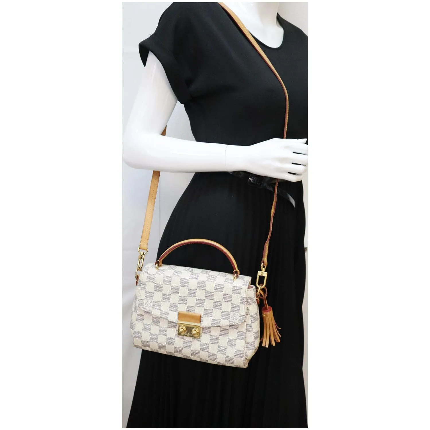 LOUIS VUITTON Croisette Damier Azur Satchel Crossbody Bag White