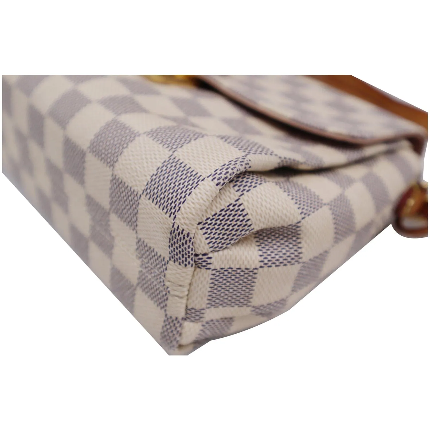 LOUIS VUITTON Croisette Damier Azur Satchel Crossbody Bag White