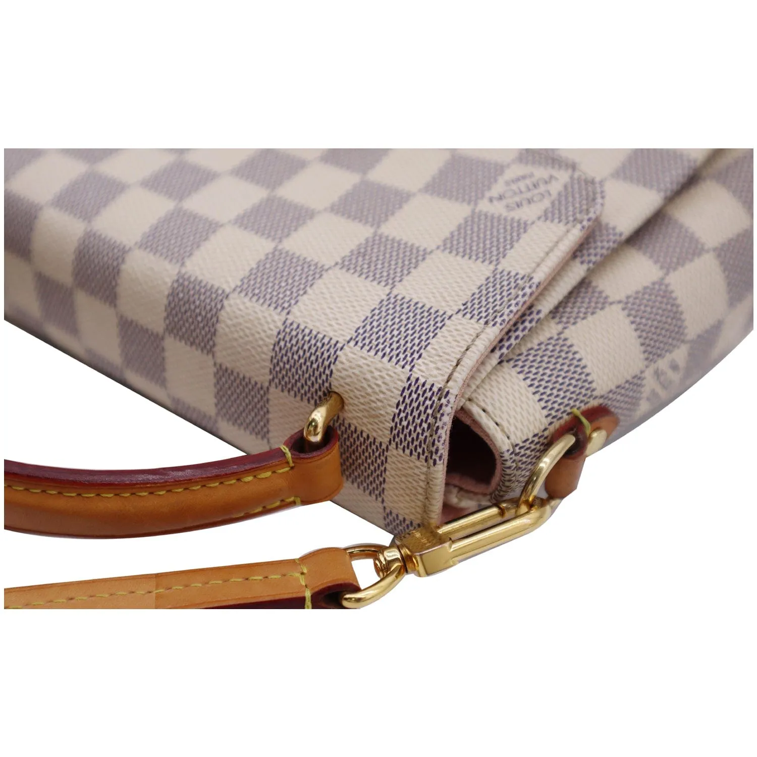 LOUIS VUITTON Croisette Damier Azur Satchel Crossbody Bag White