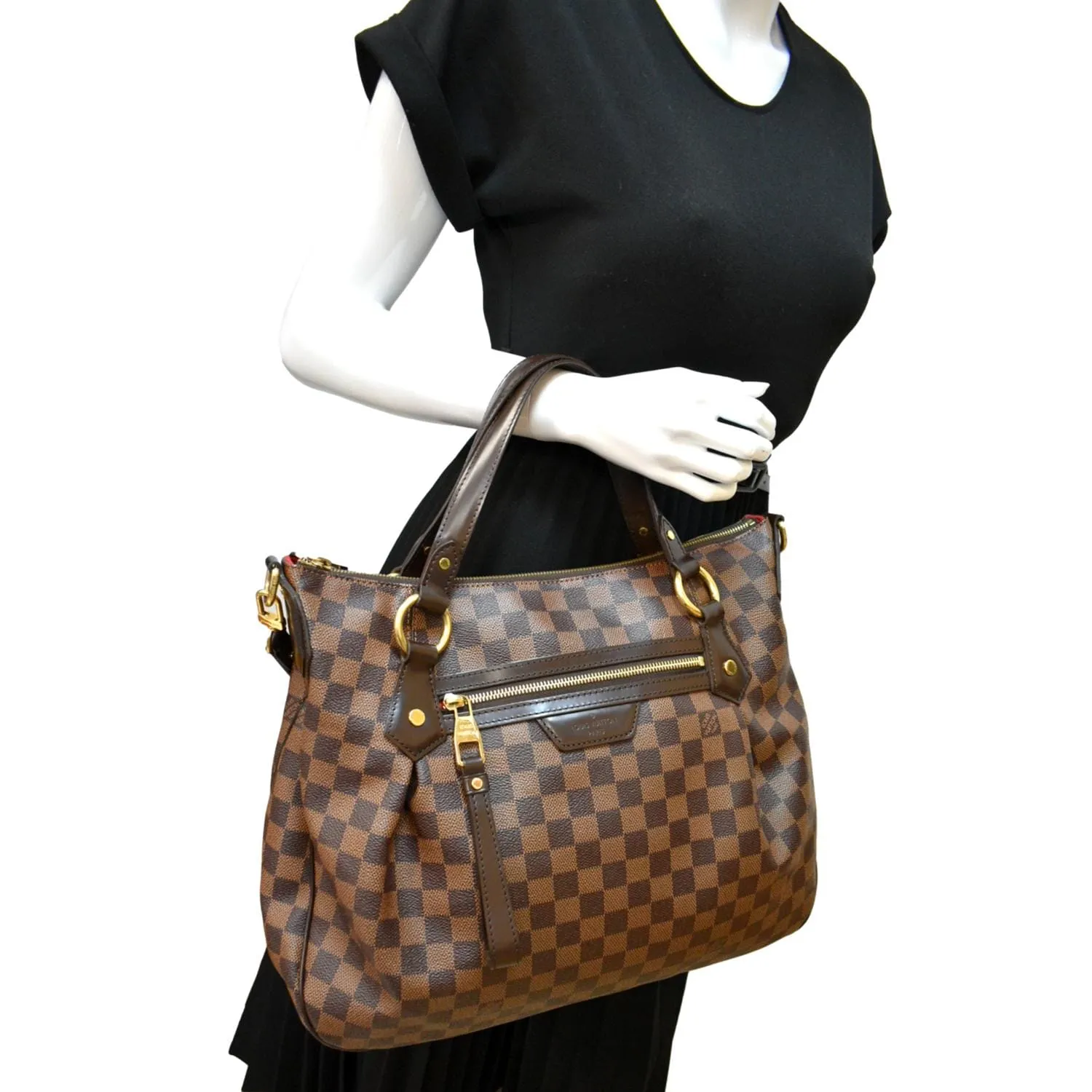 LOUIS VUITTON Evora MM Damier Ebene Shoulder Bag Brown