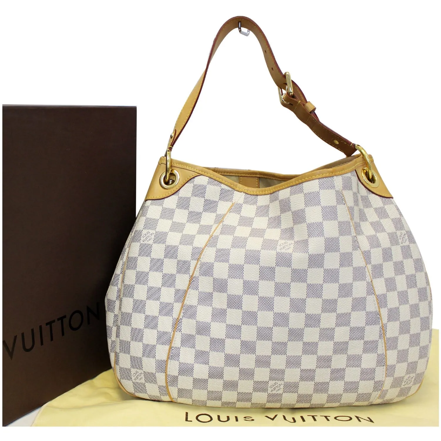 LOUIS VUITTON Galliera PM Damier Azur Shoulder Bag White