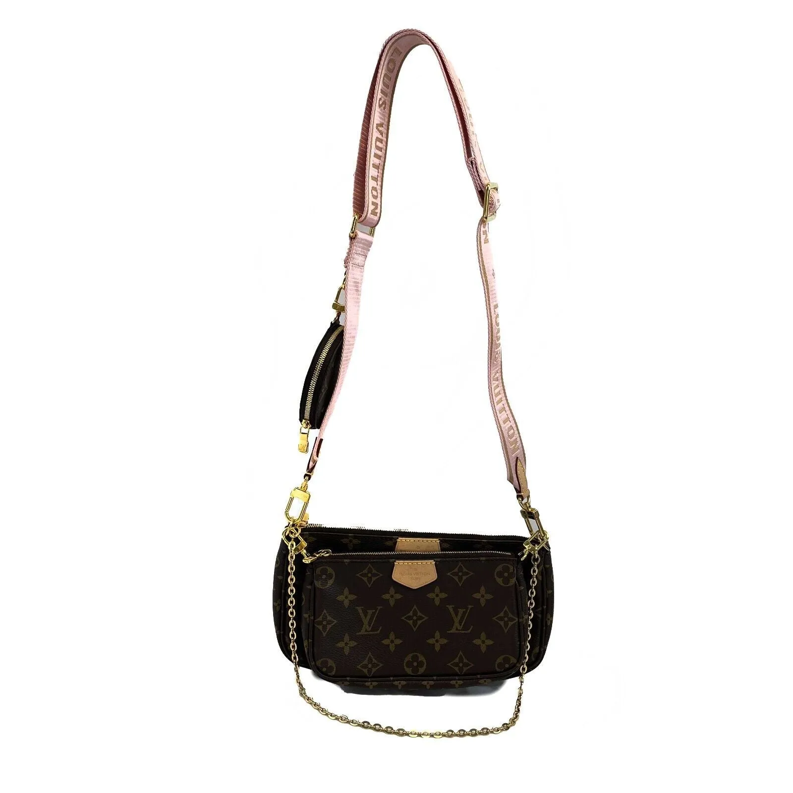 Louis Vuitton - Multi Pochette Accessories in Light Pink / Brown Crossbody