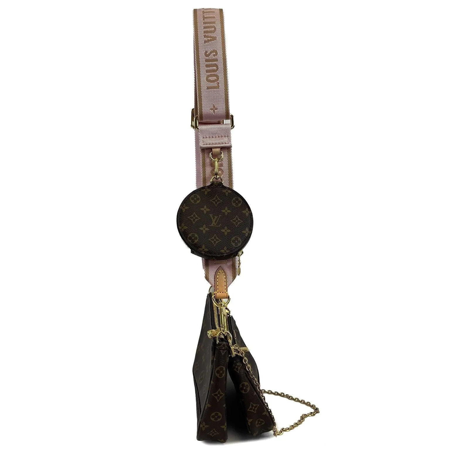 Louis Vuitton - Multi Pochette Accessories in Light Pink / Brown Crossbody
