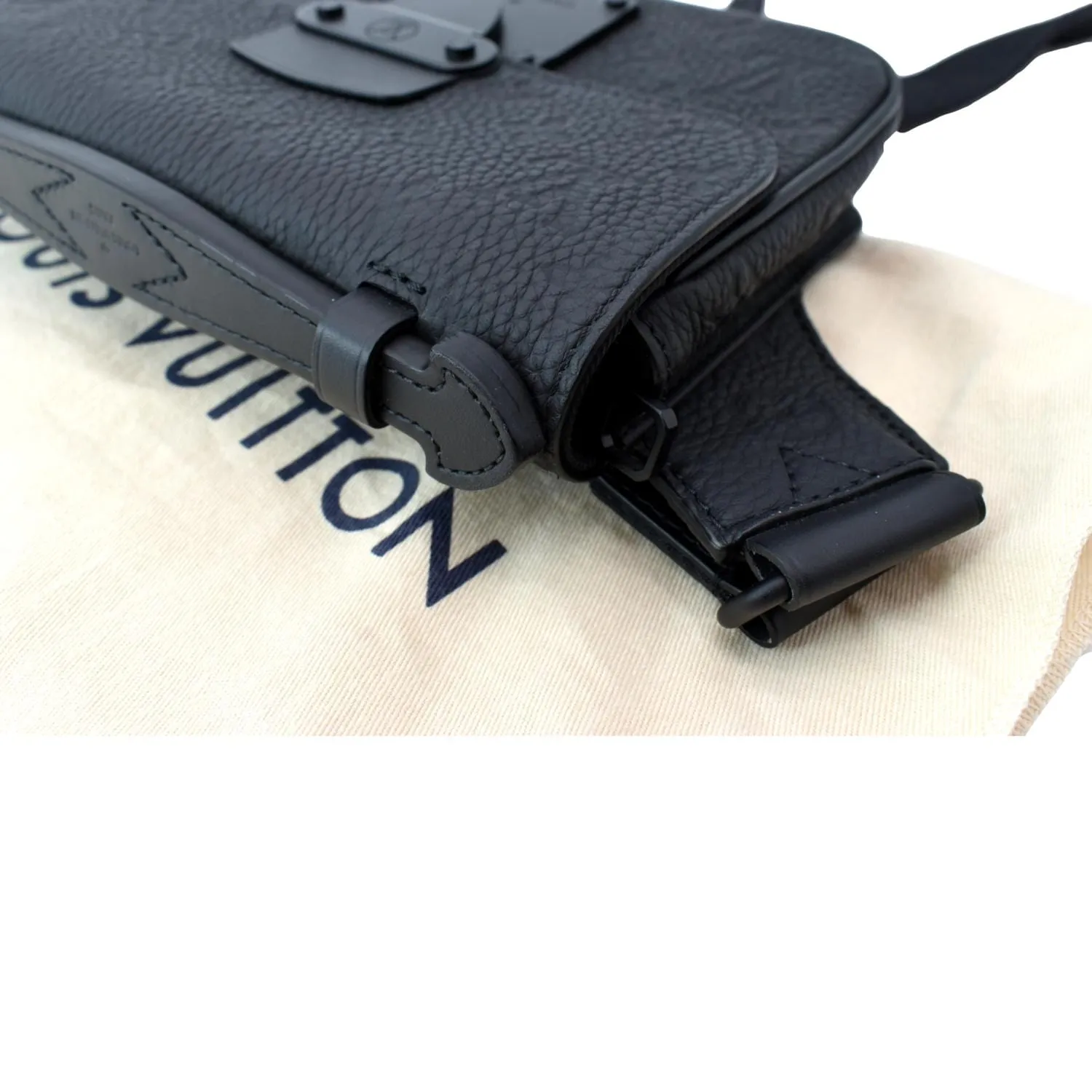 LOUIS VUITTON S-Lock Sling Monogram Leather Shoulder Bag Black
