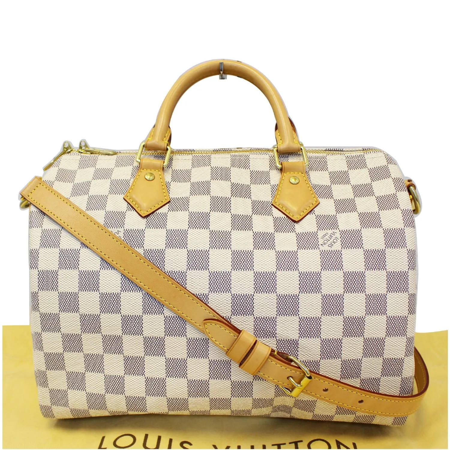 LOUIS VUITTON Speedy 30 Bandouliere Damier Azur Shoulder Bag White