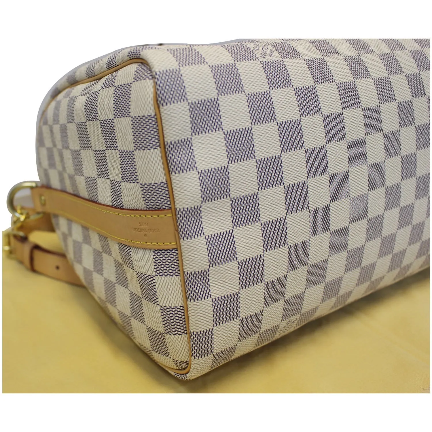 LOUIS VUITTON Speedy 30 Bandouliere Damier Azur Shoulder Bag White