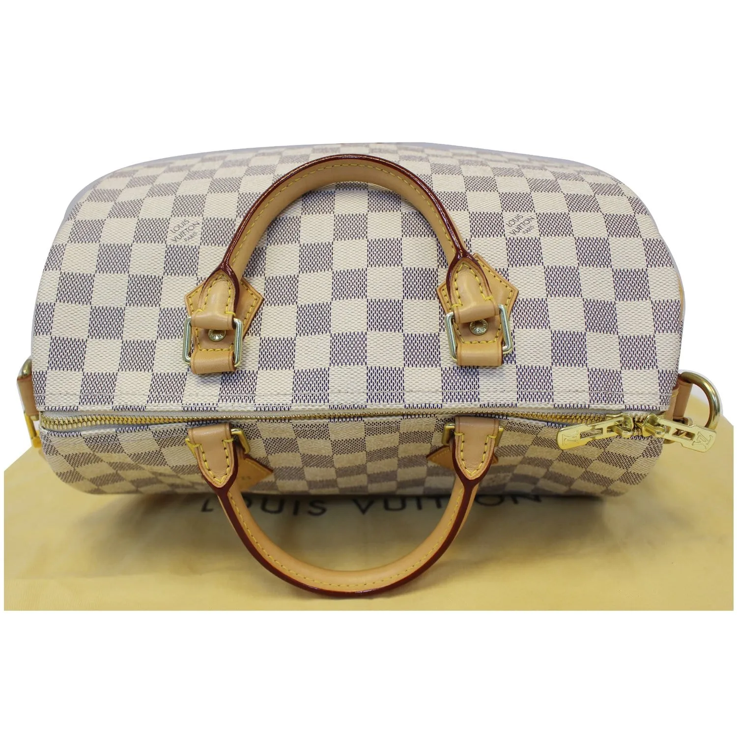 LOUIS VUITTON Speedy 30 Bandouliere Damier Azur Shoulder Bag White