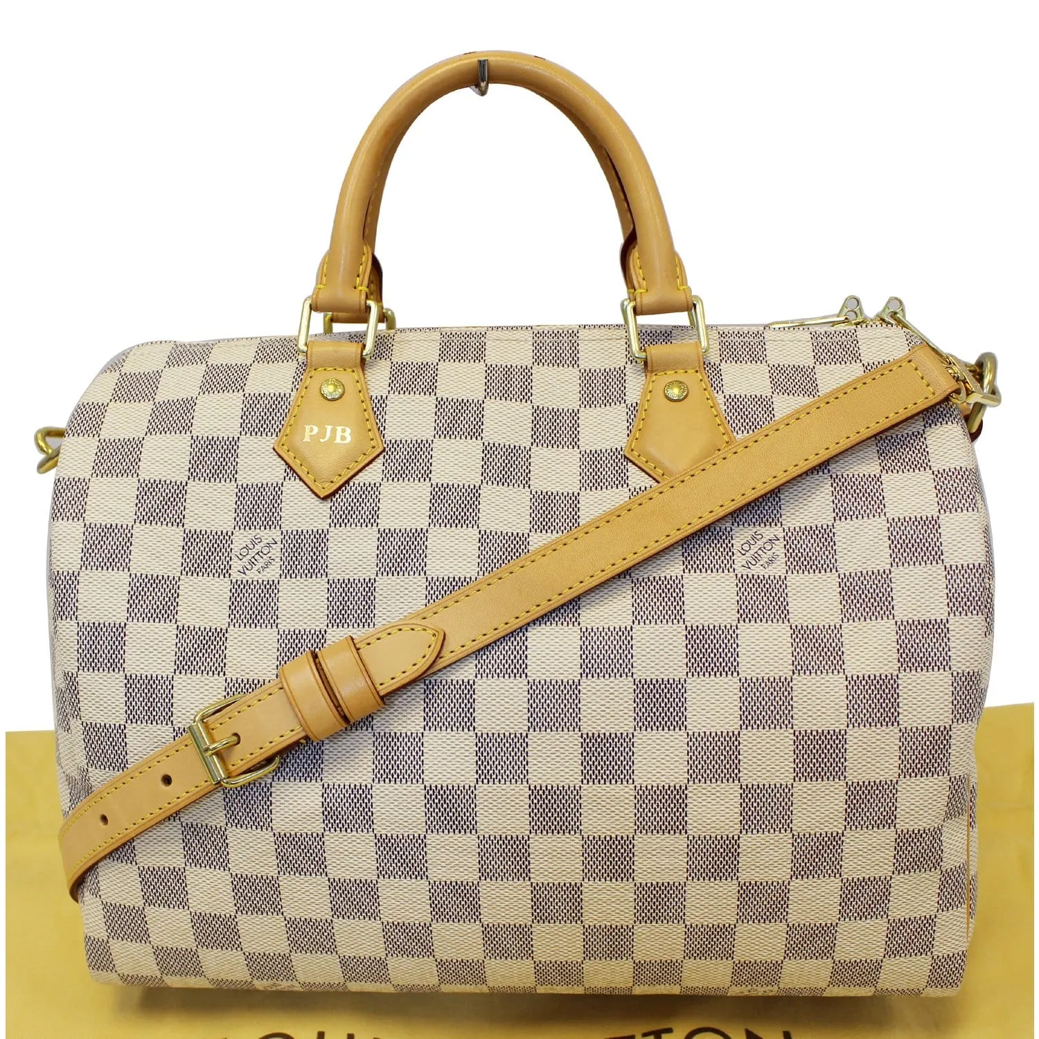 LOUIS VUITTON Speedy 30 Bandouliere Damier Azur Shoulder Bag White