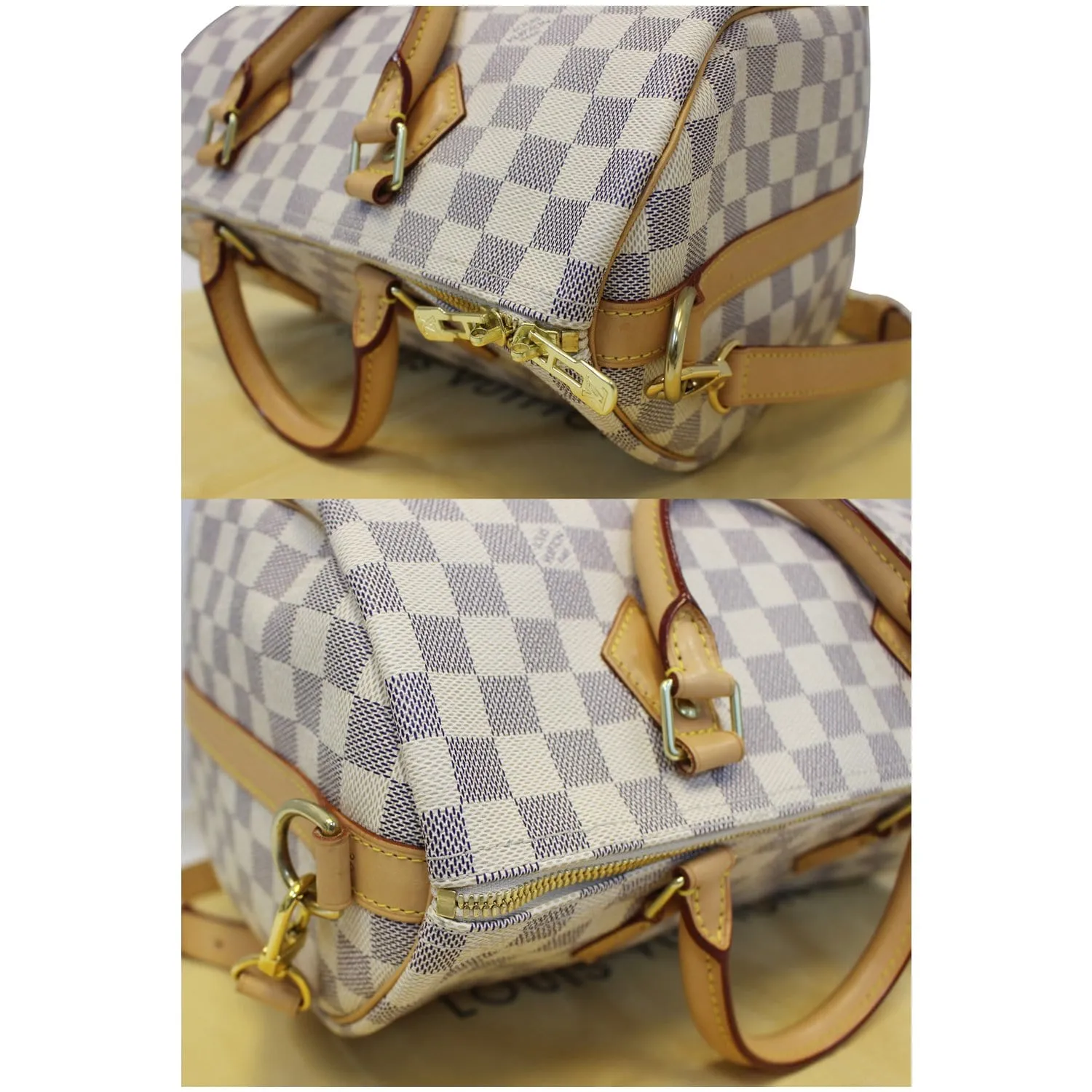 LOUIS VUITTON Speedy 30 Bandouliere Damier Azur Shoulder Bag White