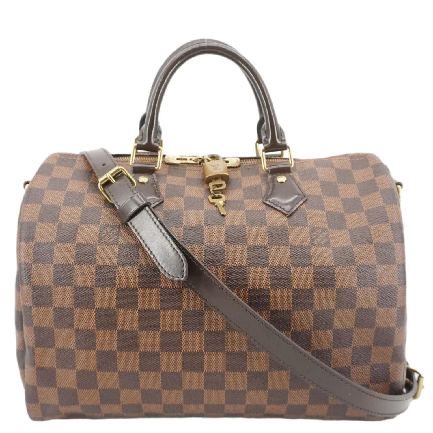 LOUIS VUITTON Speedy 30 Bandouliere Damier Ebene Shoulder Bag Brown