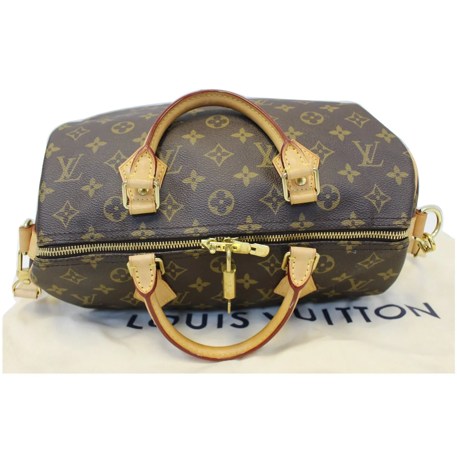 LOUIS VUITTON Speedy 30 Bandouliere Monogram Canvas Shoulder Bag Brown