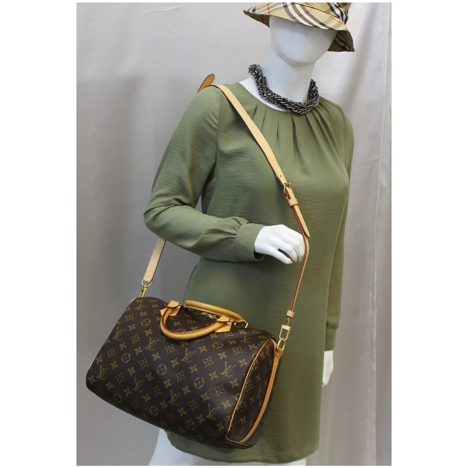 LOUIS VUITTON Speedy 30 Bandouliere Monogram Canvas Shoulder Bag Brown