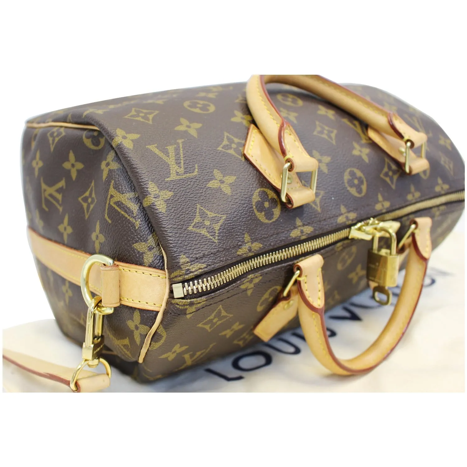 LOUIS VUITTON Speedy 30 Bandouliere Monogram Canvas Shoulder Bag Brown