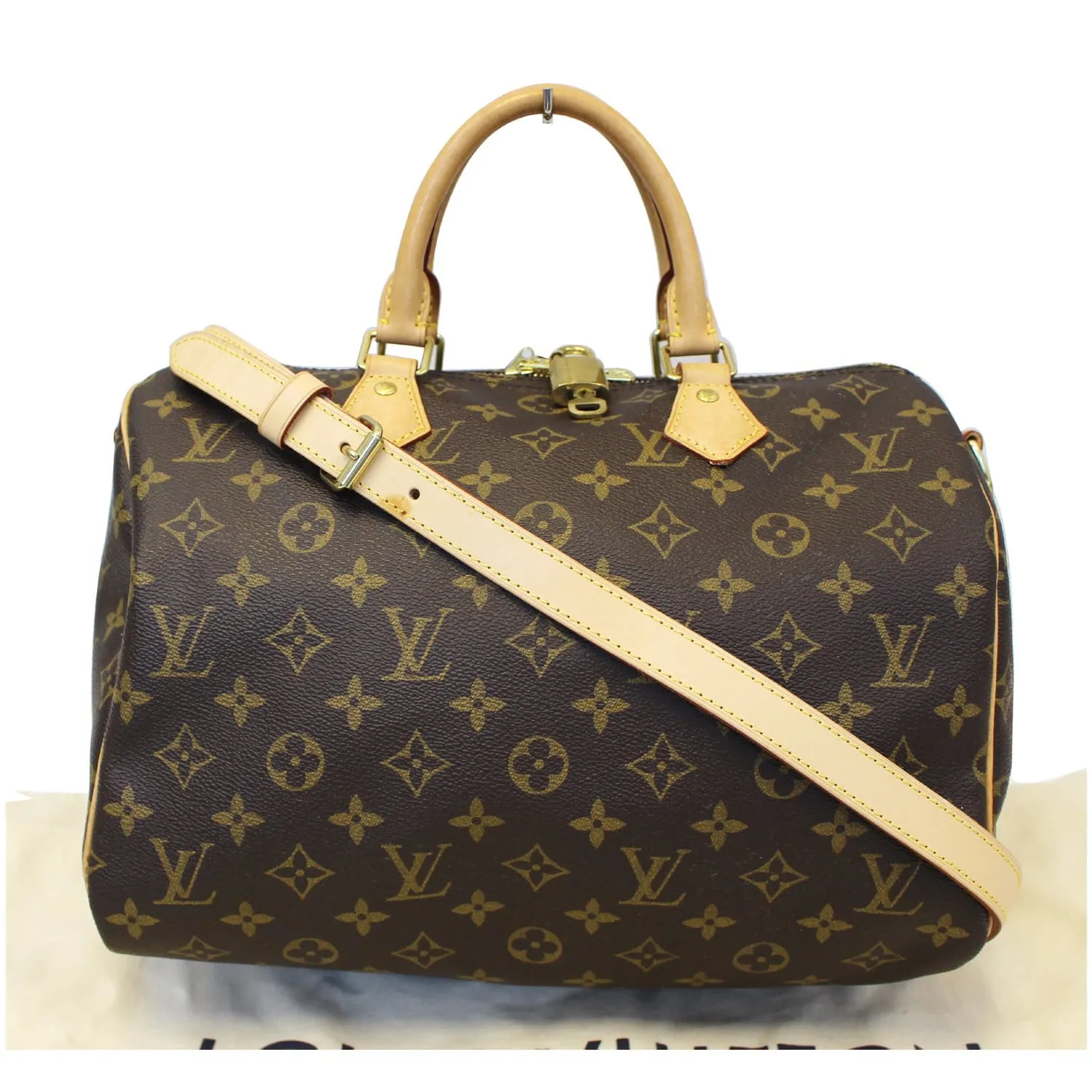 LOUIS VUITTON Speedy 30 Bandouliere Monogram Canvas Shoulder Bag Brown