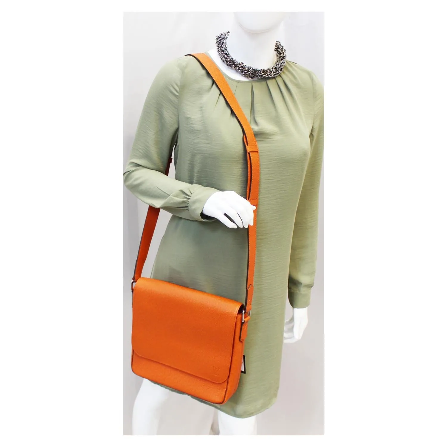 LOUIS VUITTON Taiga Leather Roman PM Messenger Bag Orange