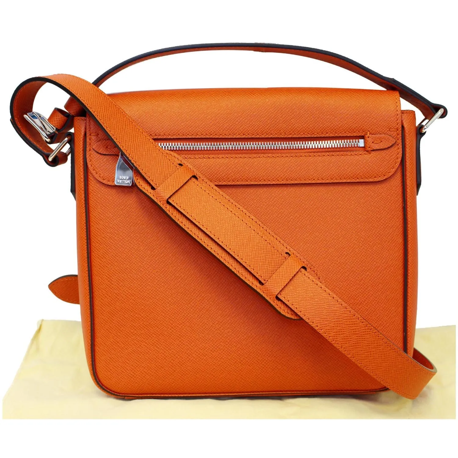 LOUIS VUITTON Taiga Leather Roman PM Messenger Bag Orange