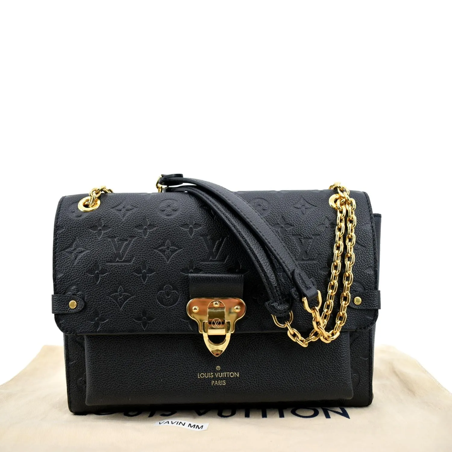 LOUIS VUITTON Vavin MM Monogram Empreinte Leather Shoulder Bag Black