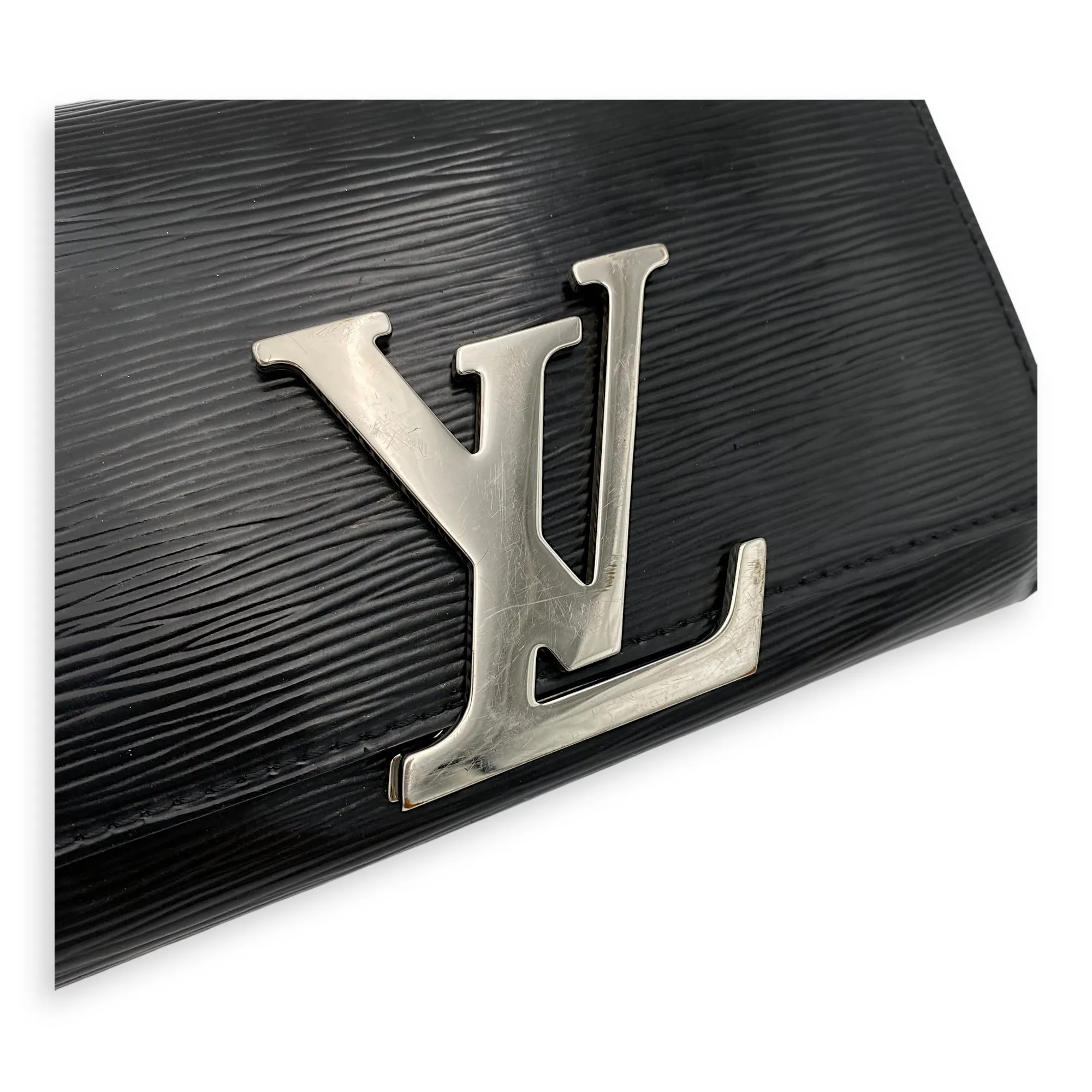 Louise Wallet On Chain Small Black in Epi Leather, Silver hardware