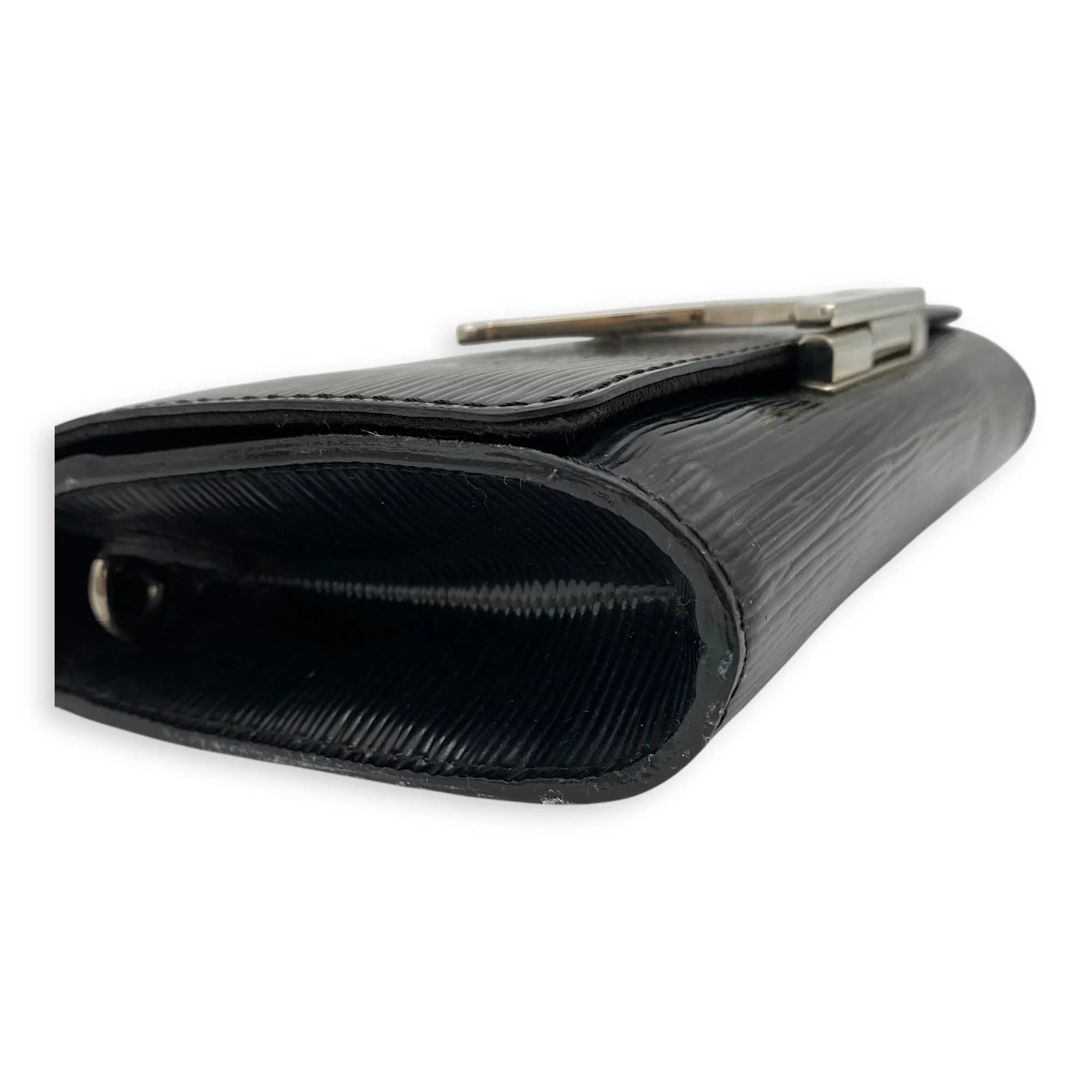 Louise Wallet On Chain Small Black in Epi Leather, Silver hardware