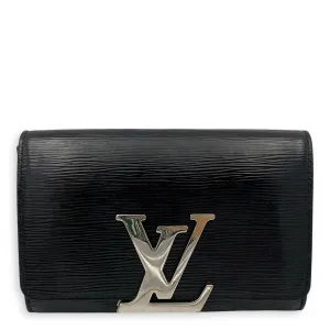 Louise Wallet On Chain Small Black in Epi Leather, Silver hardware