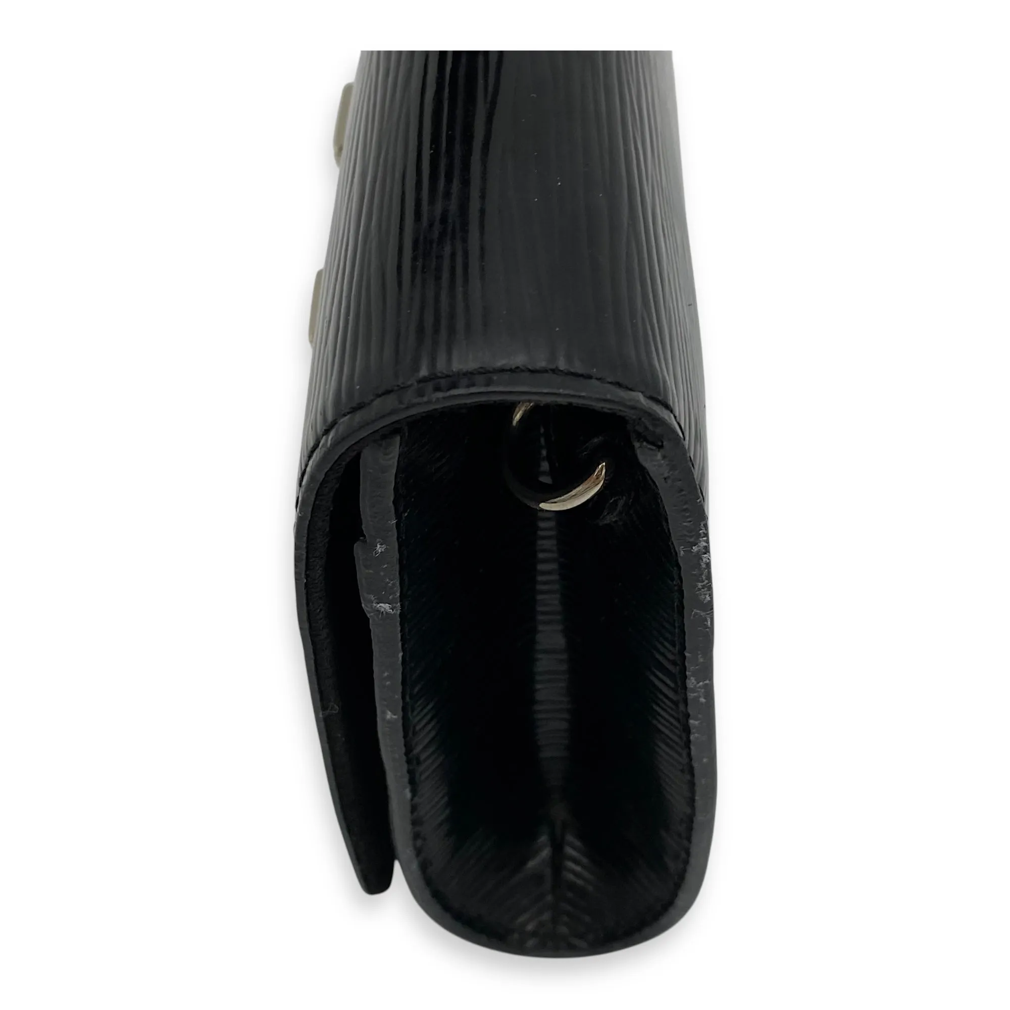 Louise Wallet On Chain Small Black in Epi Leather, Silver hardware