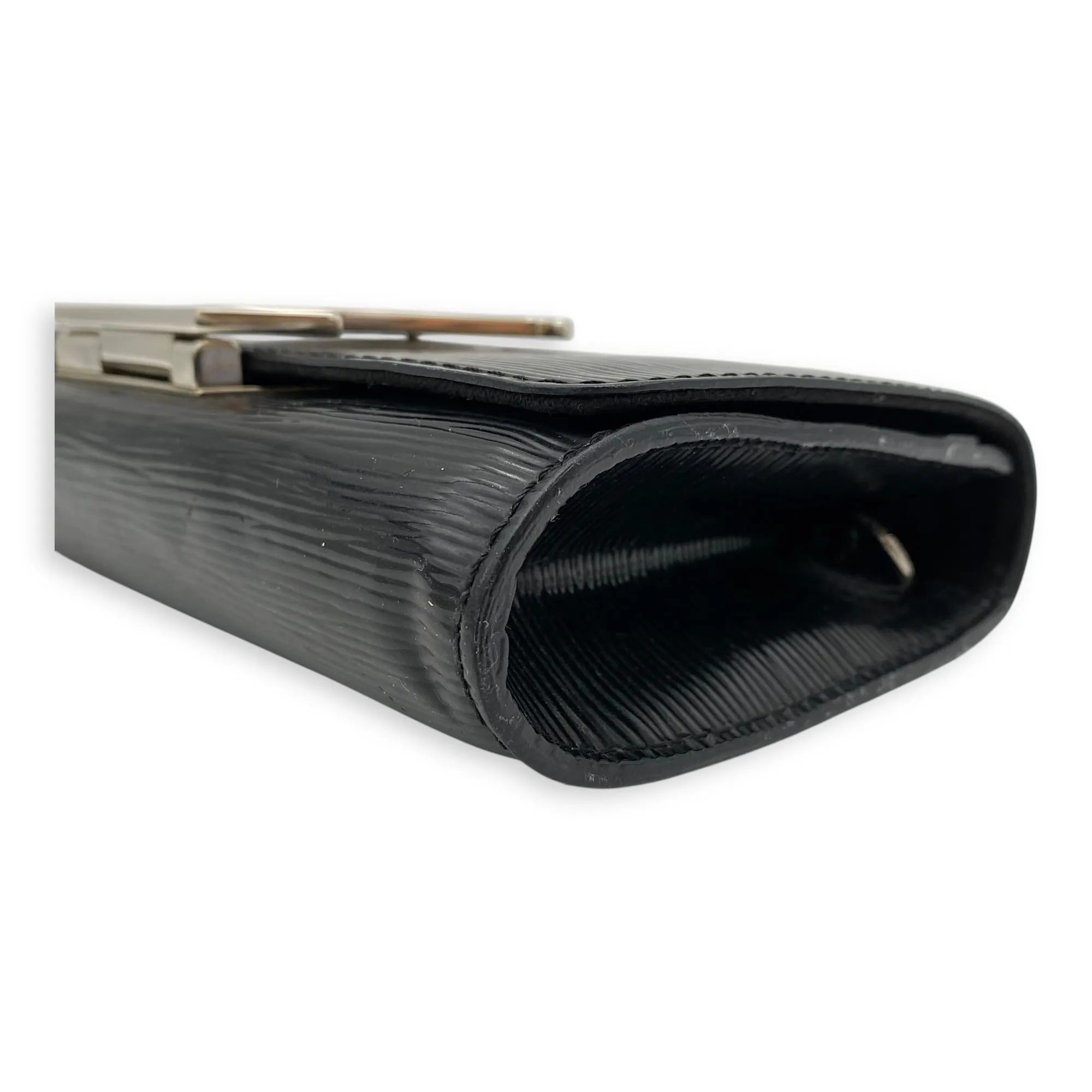 Louise Wallet On Chain Small Black in Epi Leather, Silver hardware