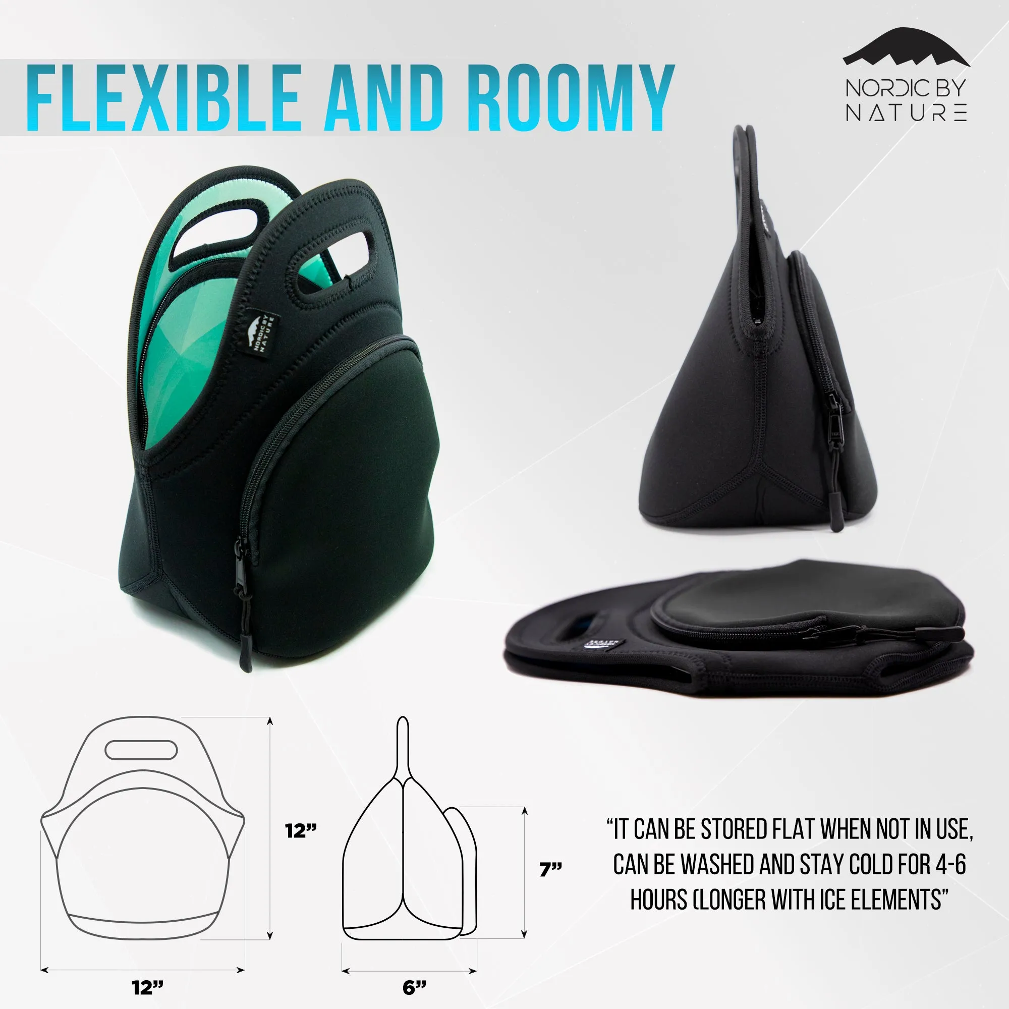 LUNCH BAG SET 12" TURQUOISE
