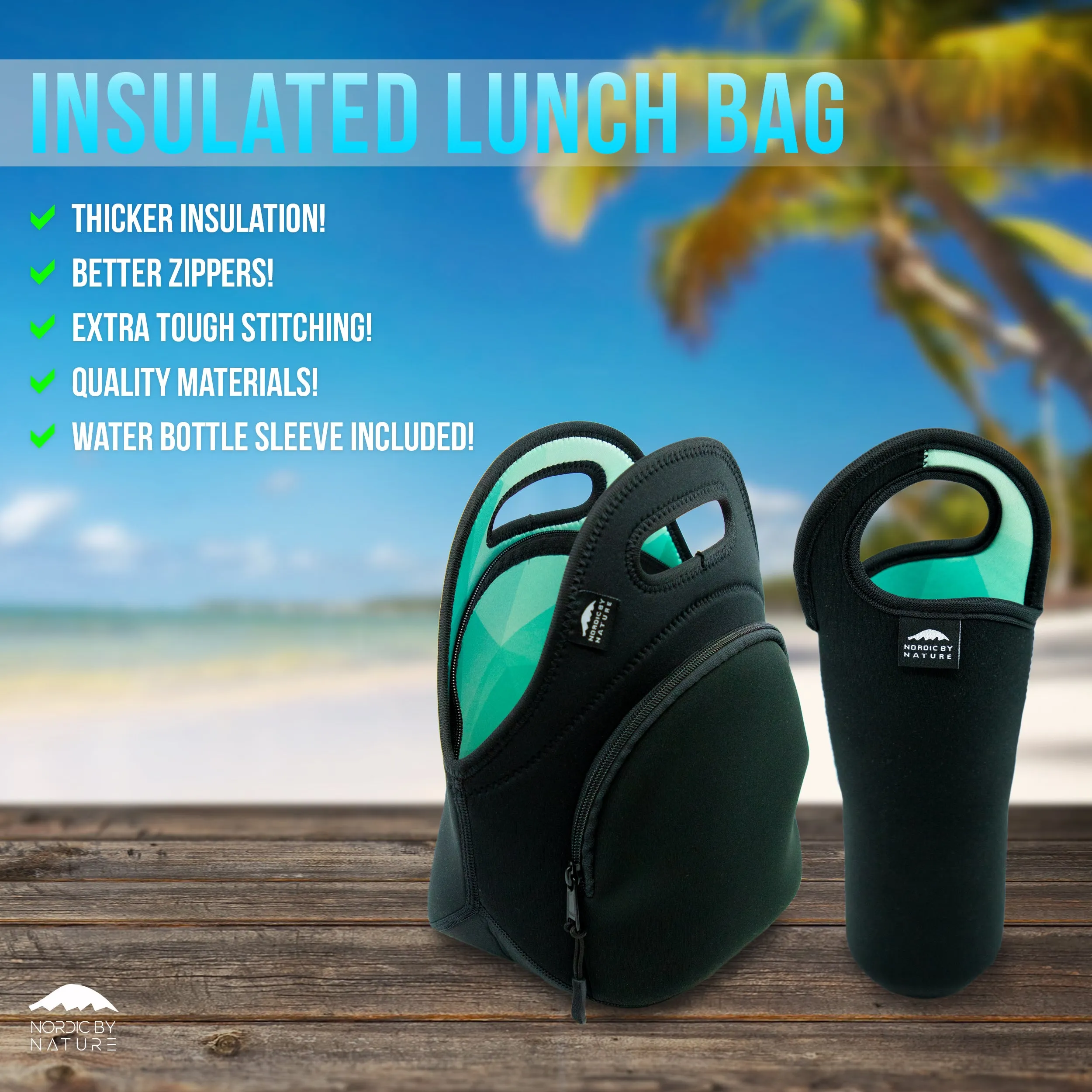 LUNCH BAG SET 12" TURQUOISE