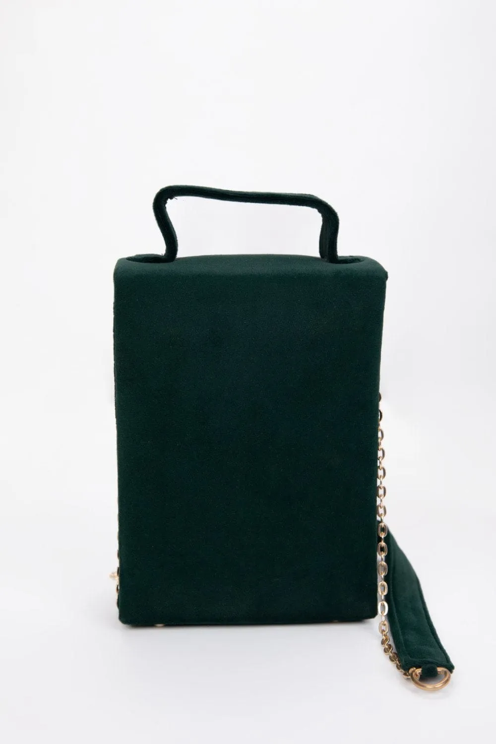 Luxurious Emerald Green Crystal Embroidered Box Clutch