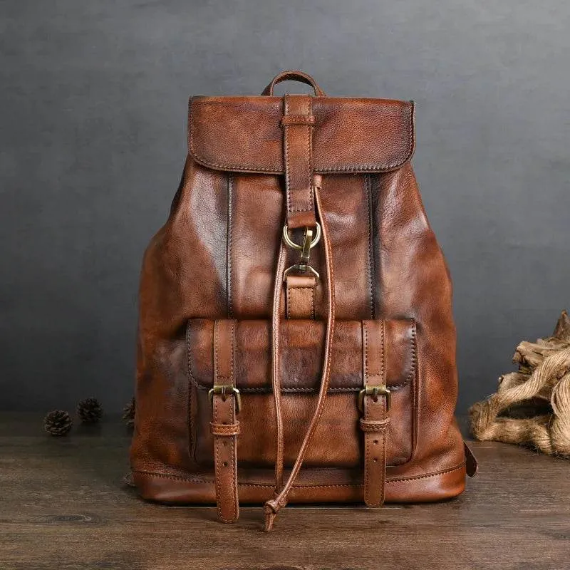 Luxury Designer Leather Backpack Real Cowskin Anti-Theft Bag