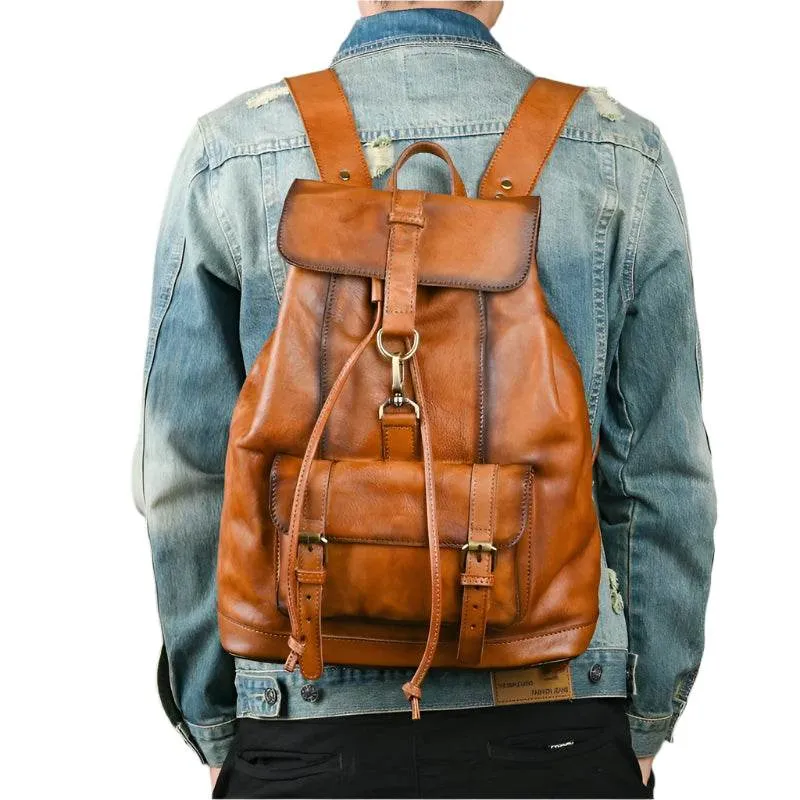Luxury Designer Leather Backpack Real Cowskin Anti-Theft Bag