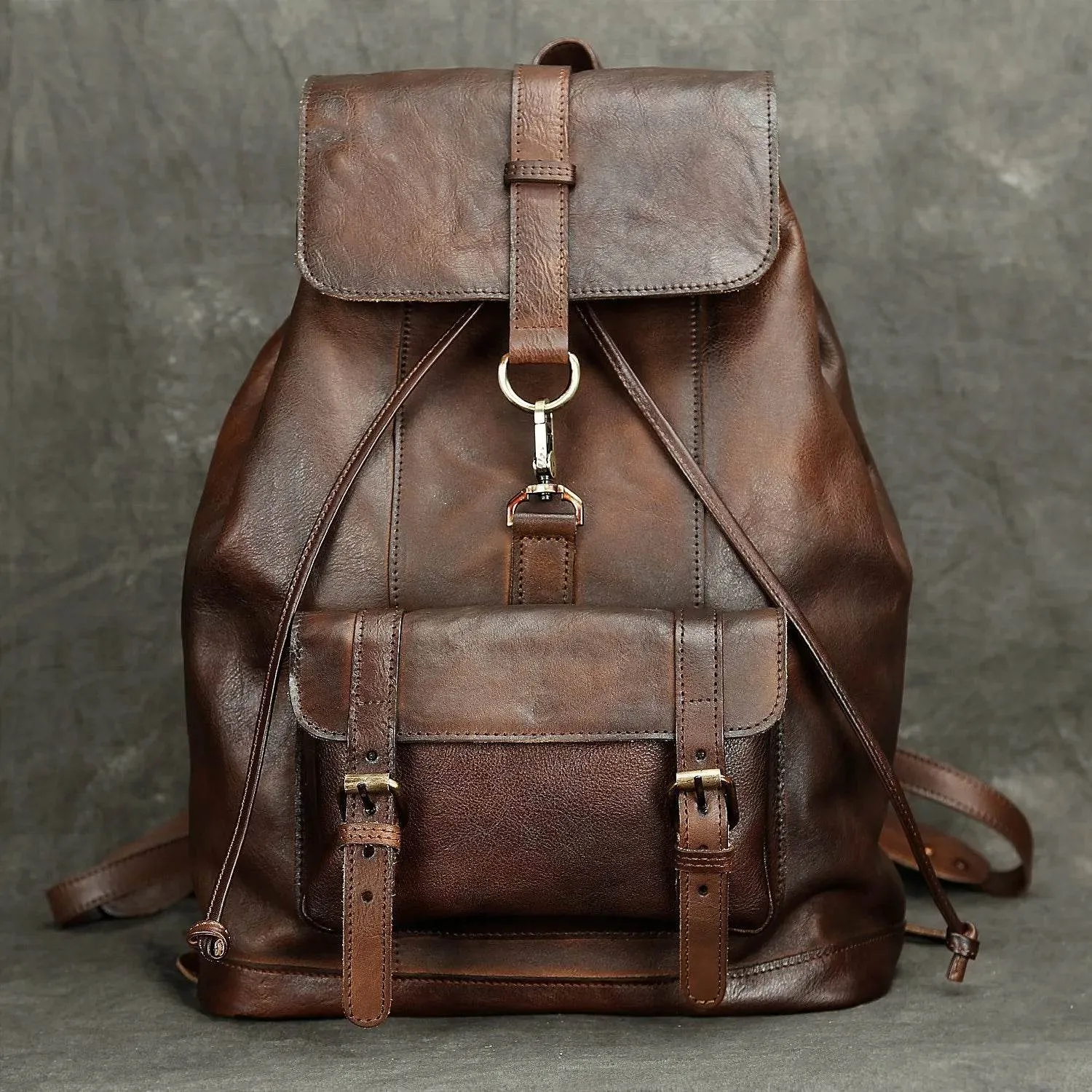 Luxury Designer Leather Backpack Real Cowskin Anti-Theft Bag