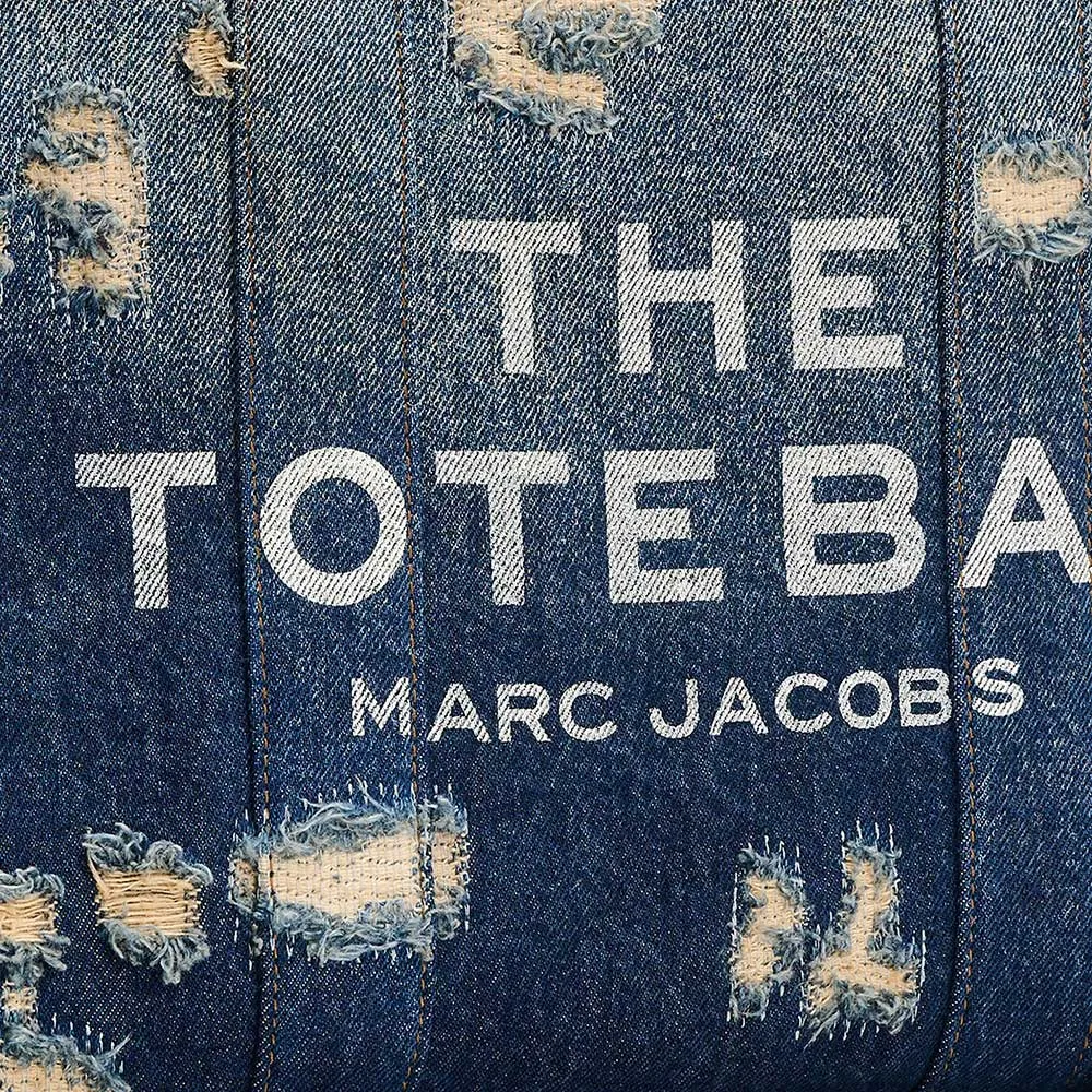 MARC JACOBS The Rip And Repair Denim Medium Tote Bag Punk Indigo RB-2F4HTT002H05