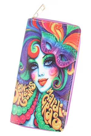 MARDIGRAS MULTICOLOR WOMEN LEATHER ZIPPER WALLET