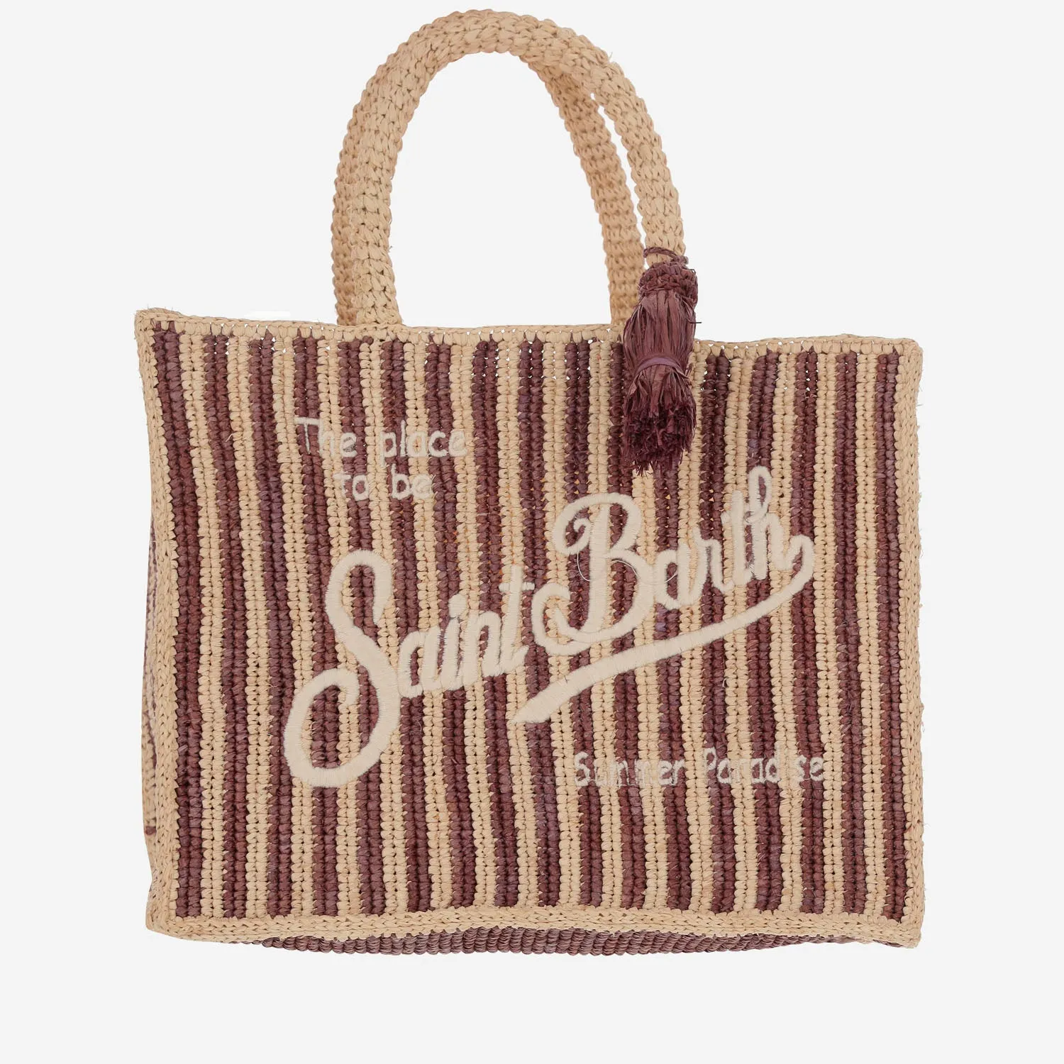 MC2 Saint Barth Colette handväska gjord av randig raffia