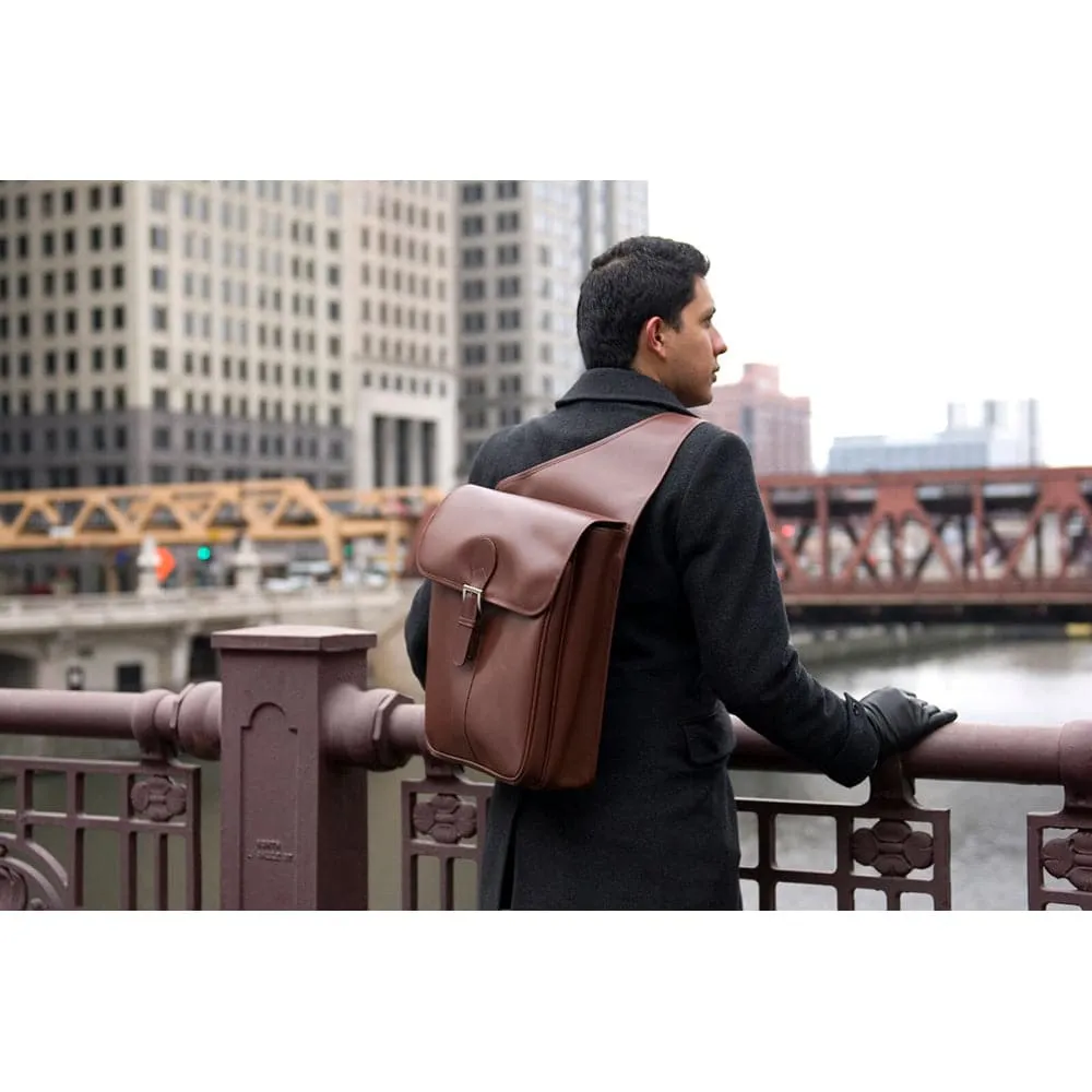 Mcklein USA  Sabotino 17" Leather Vertical Messenger Bag
