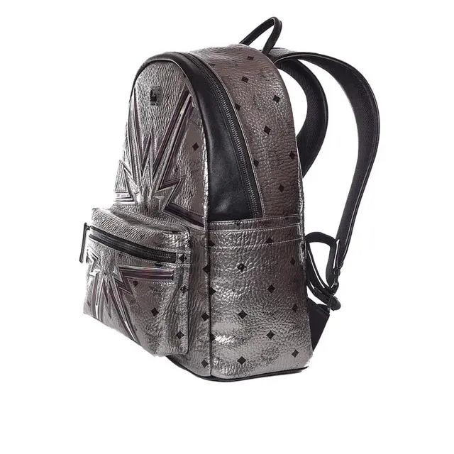 MCM Dual Stark Cyber Flash Backpack in Silver Visetos
