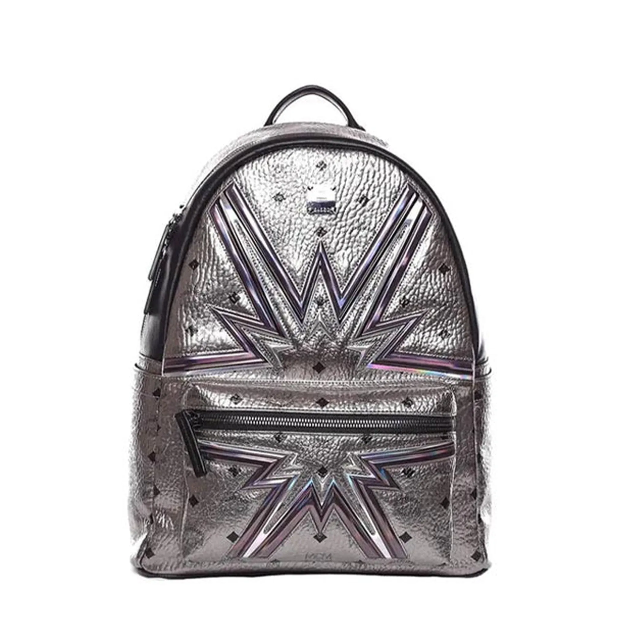 MCM Dual Stark Cyber Flash Backpack in Silver Visetos