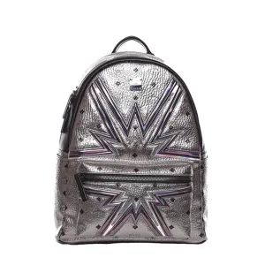 MCM Dual Stark Cyber Flash Backpack in Silver Visetos